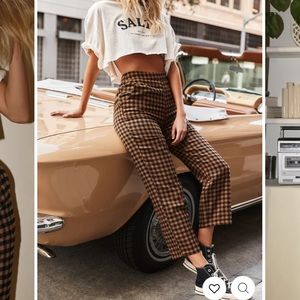 12th Tribe BISHOP TAN CHECKERED CROPPED TROUSERS